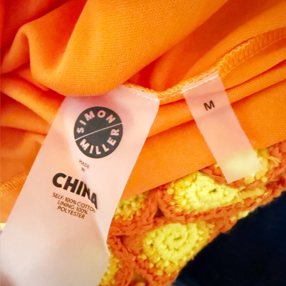 🛍️NWT Simon Miller Wizzy Crochet Orange Yellow Mini Skirt size medium - Picture 7 of 11